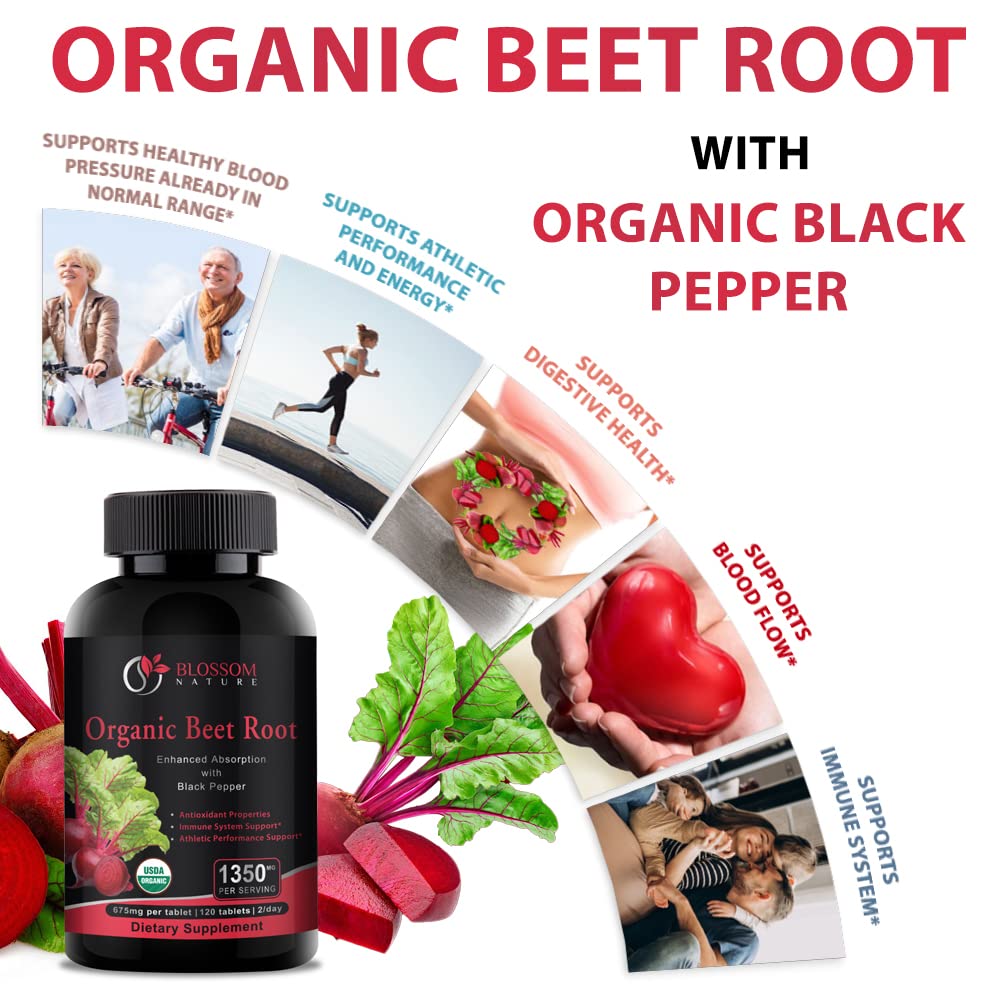 Blossom Nature Organic Beet Root Powder 1350mg - 120 Tablets - image 4