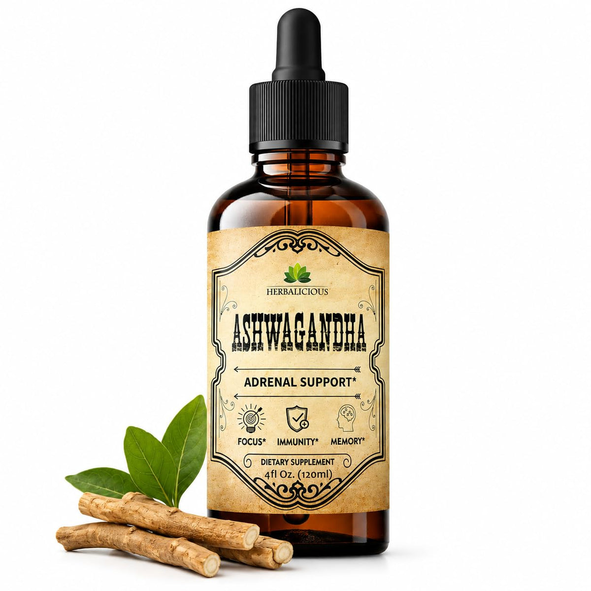 HERBALICIOUS Ashwagandha Supplement - Organic Withania Somnifera Root