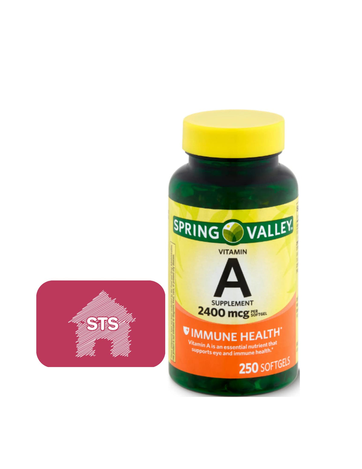 STS Home Spring Valley Vitamin A Supplement 2400 mcg - 250 Softgels