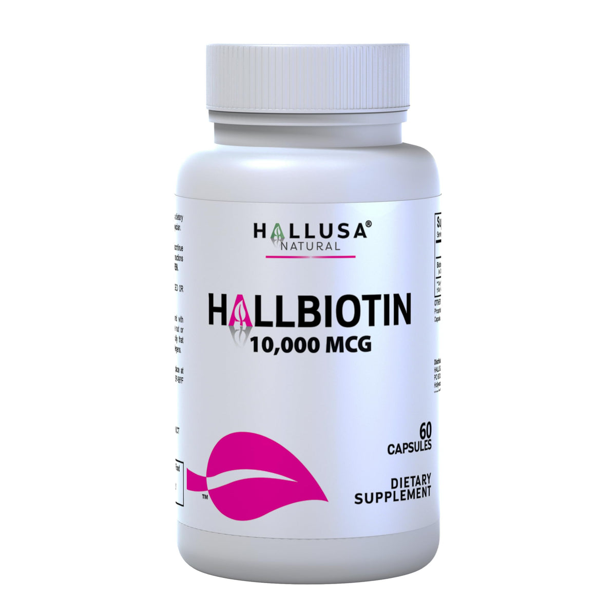 Hallusa Natural Biotin 10,000mcg for Hair, Skin & Nails - 60 Capsules