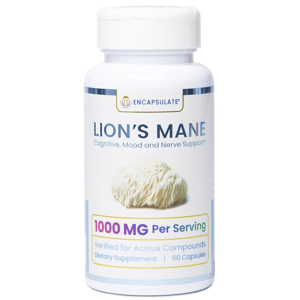 ENCAPSULATE Lion's Mane Capsules 1000mg Cognitive Support - 60 Vegan Capsules