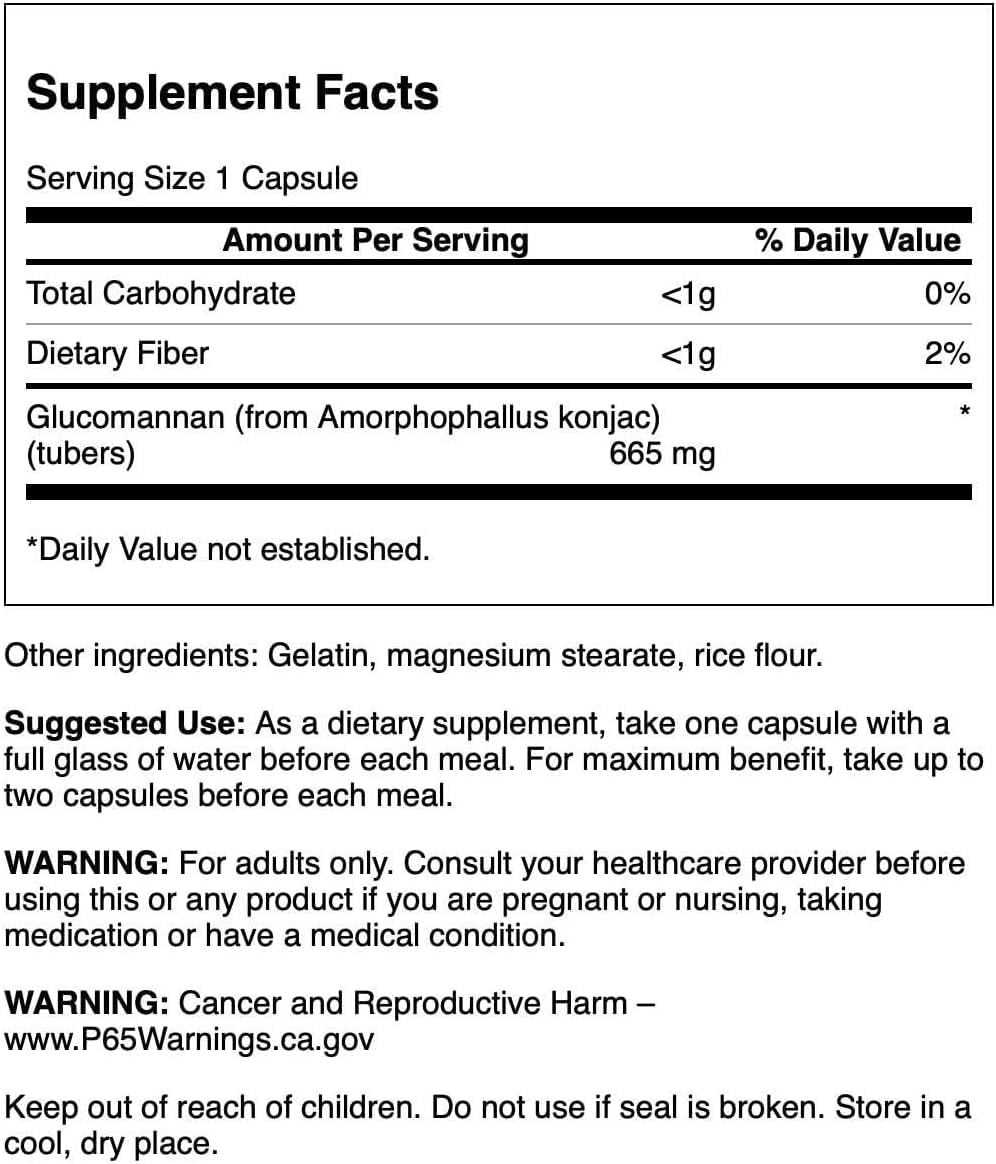 Swanson Glucomannan Konjac Root Soluble Fiber 665 mg - 90 Capsules - image 2