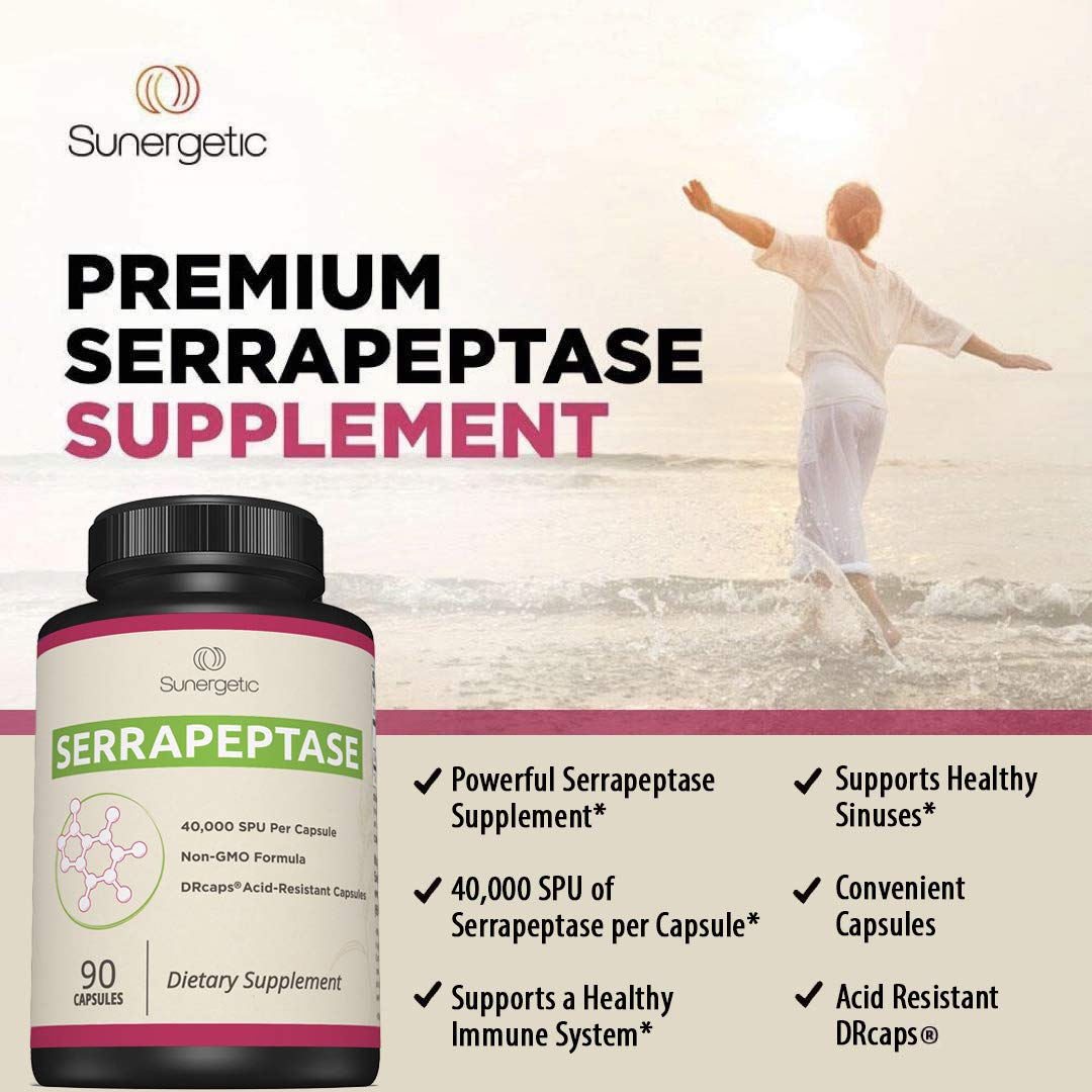Sunergetic Serrapeptase Enzyme 40,000 SPU - 90 Capsules - image 4