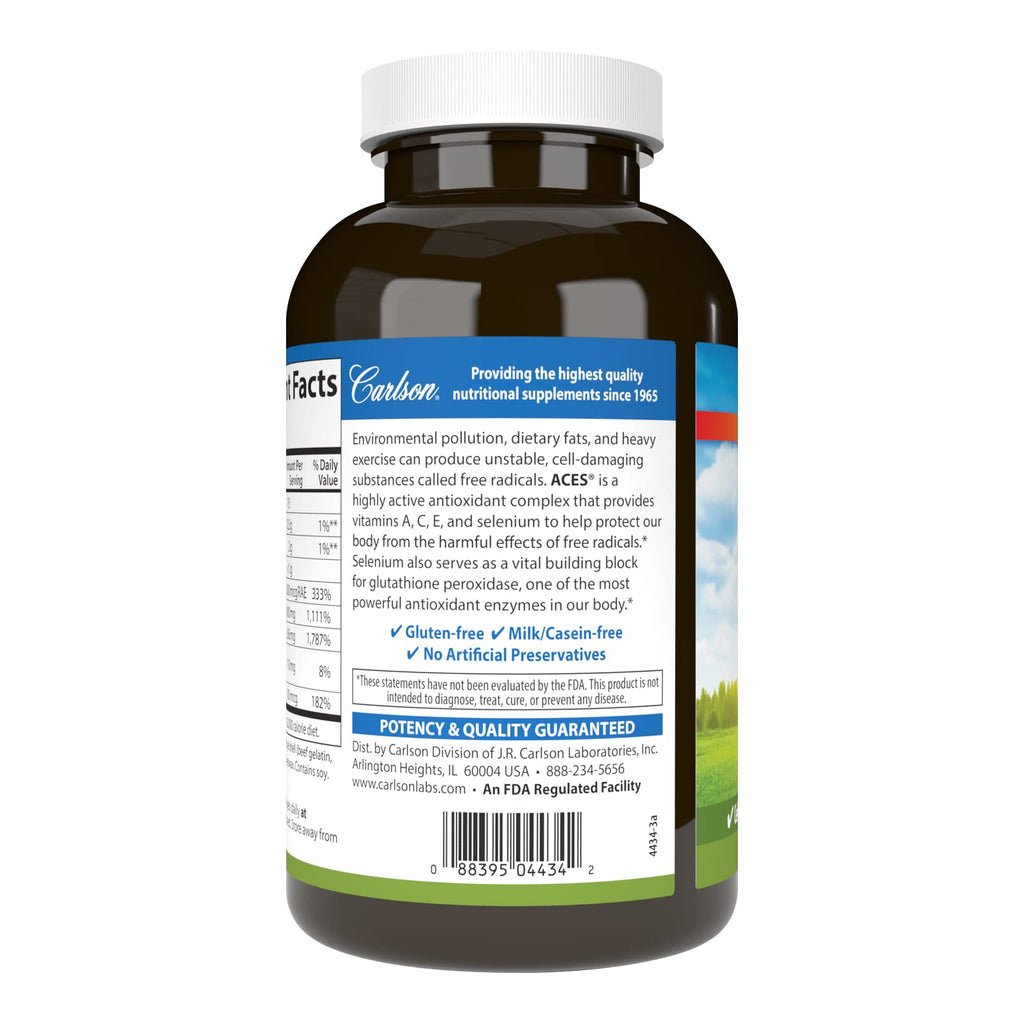 Carlson ACES Vitamins A, C, E + Selenium - 300 Softgels - image 3