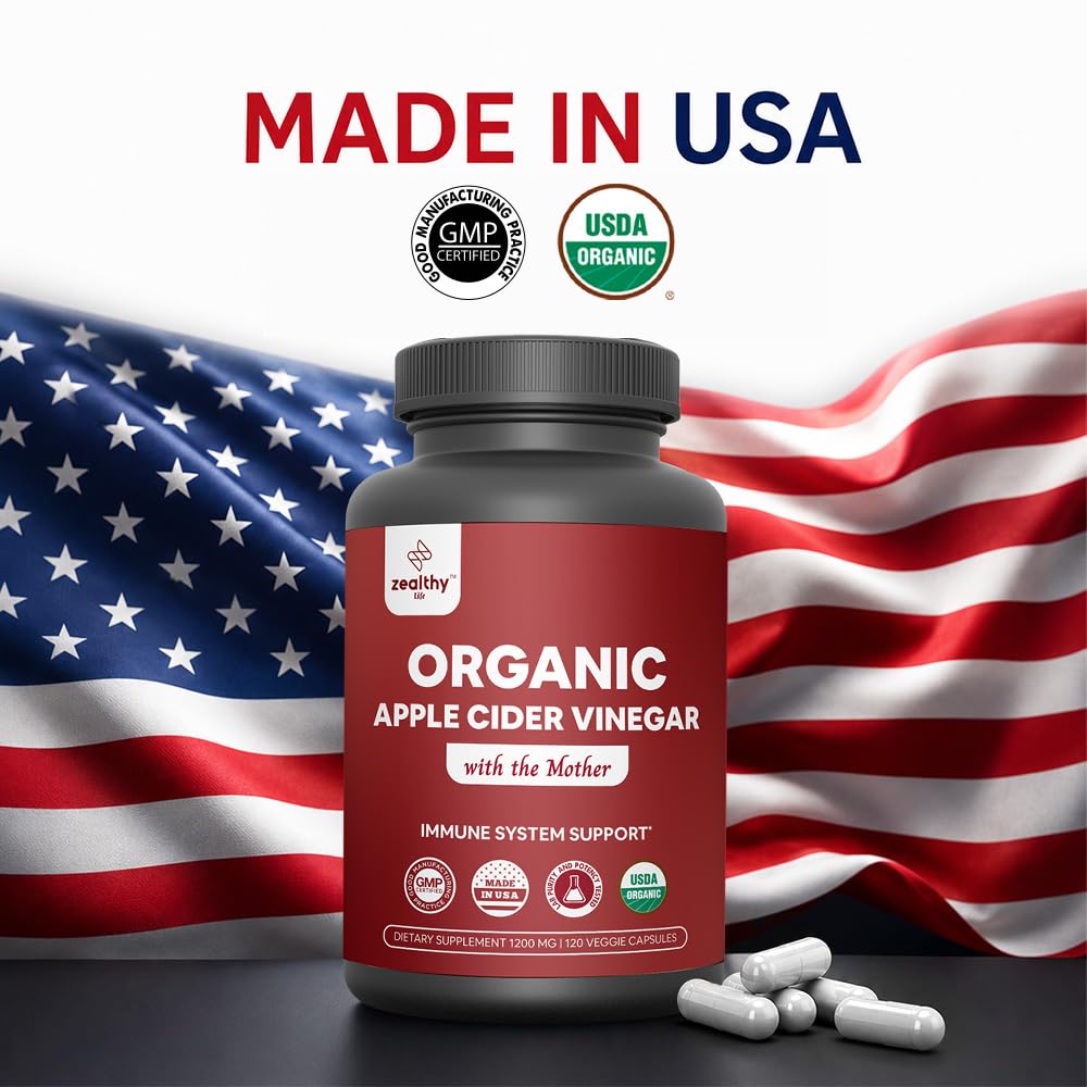 Z Zealthy Life Organic Apple Cider Vinegar 1200mg - 120 Capsules - image 4
