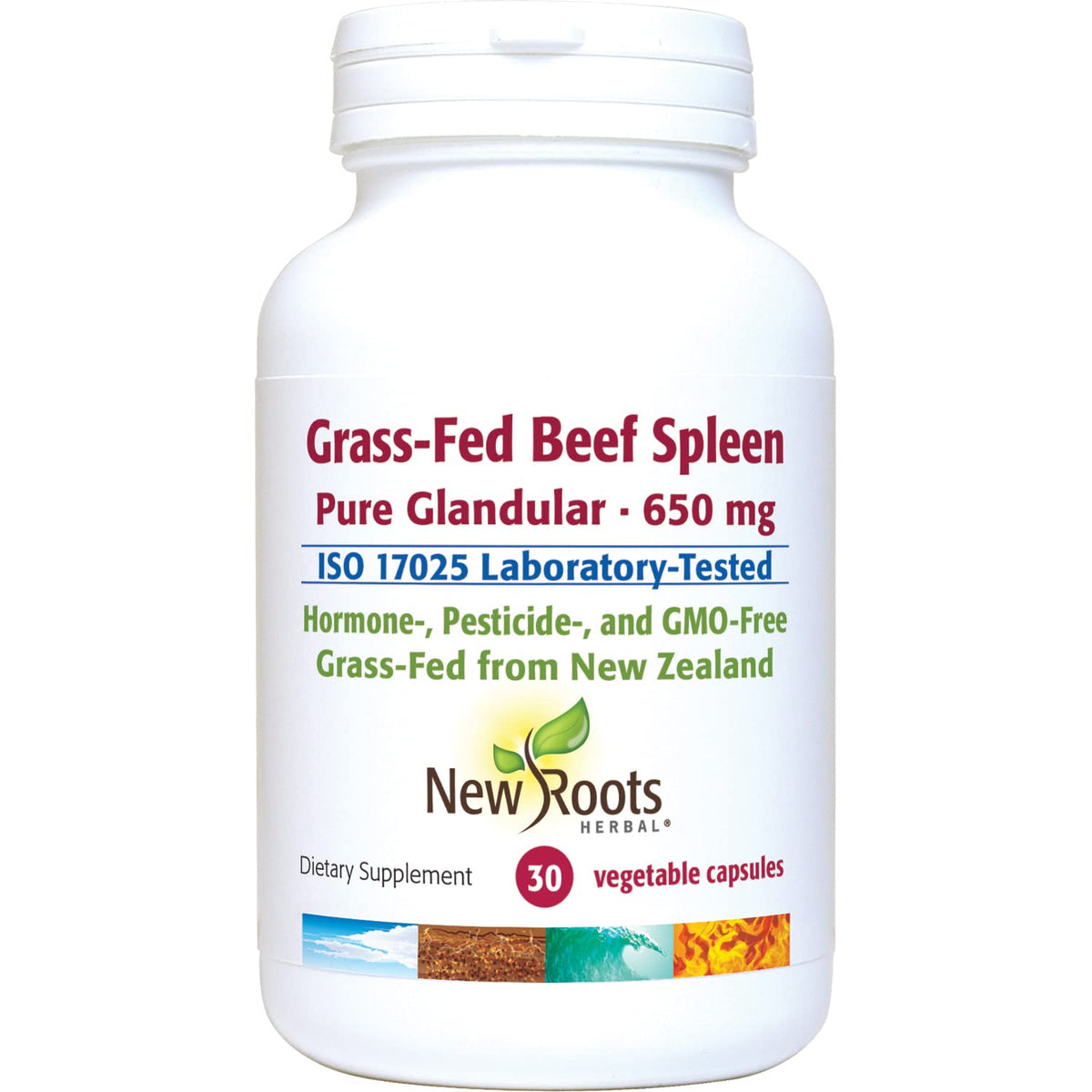 NEW ROOTS HERBAL Grass-Fed Beef Spleen 650 mg - 30 Vegetarian Capsules