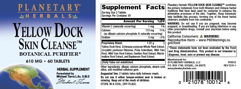 Planetary Herbals Yellow Dock Skin Cleanse - 60 Tablets - image 5