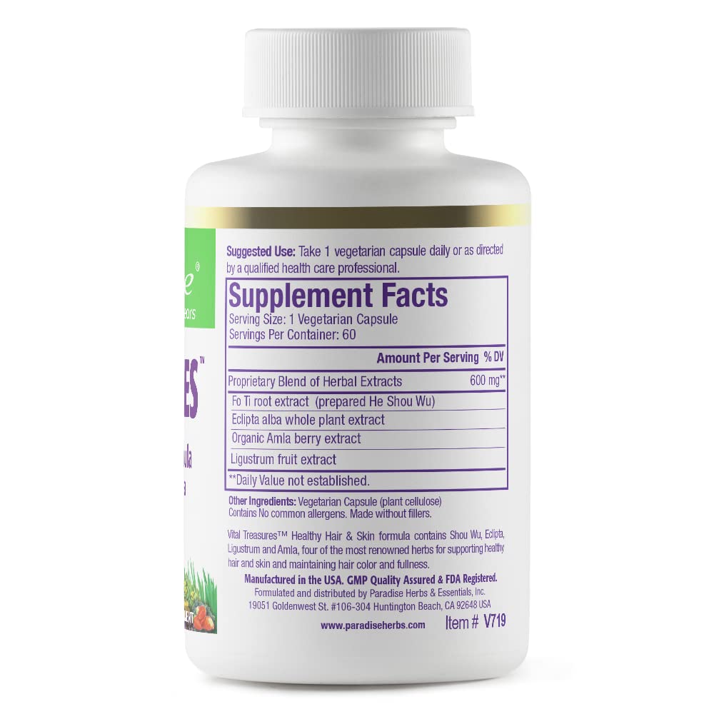 Paradise Herbs Vital Treasures Hair Skin Nails - 60 Vegetarian Capsules - image 2