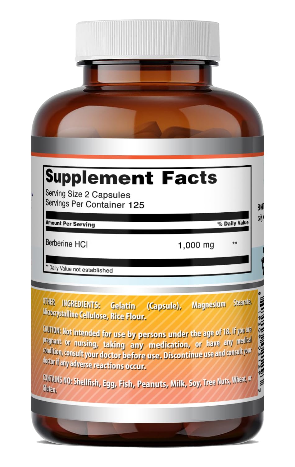 Amazing Formulas Berberine 1000mg Per Serving Capsules Supplement