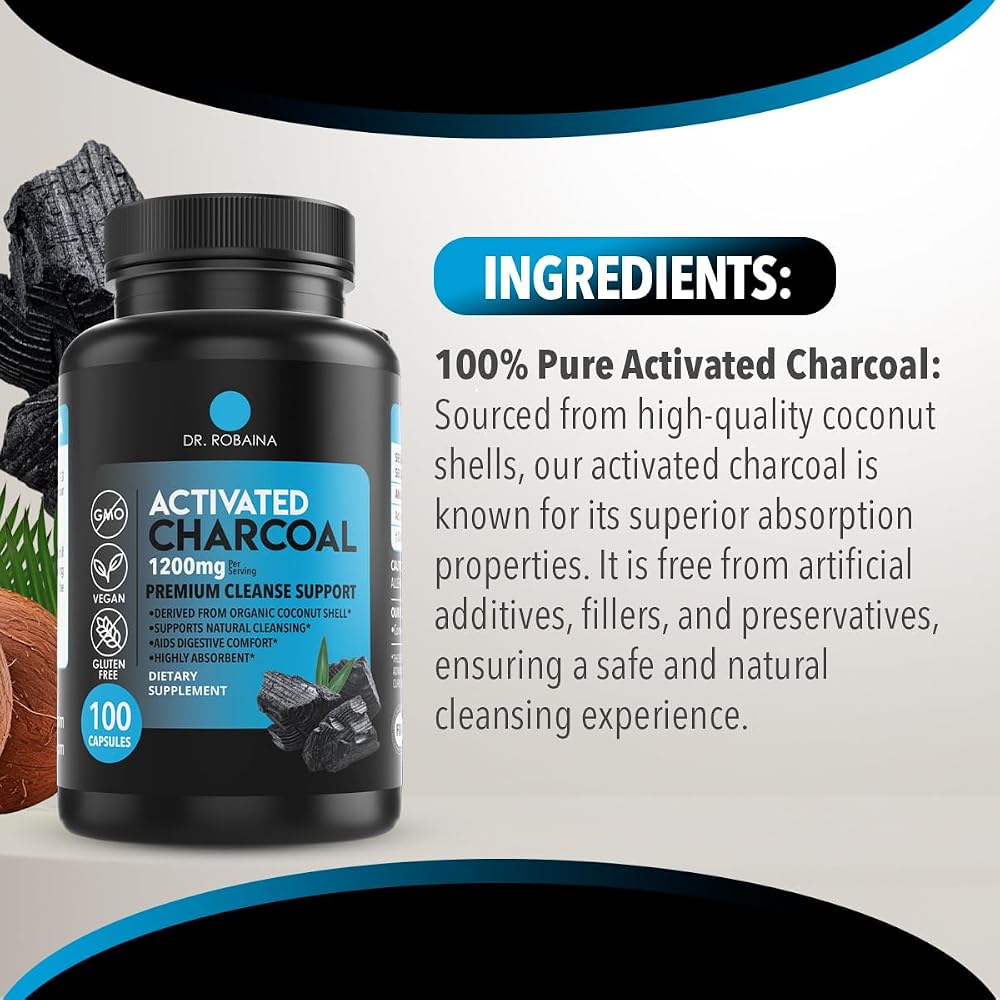 Dr. Robaina Activated Charcoal Capsules 1200 mg