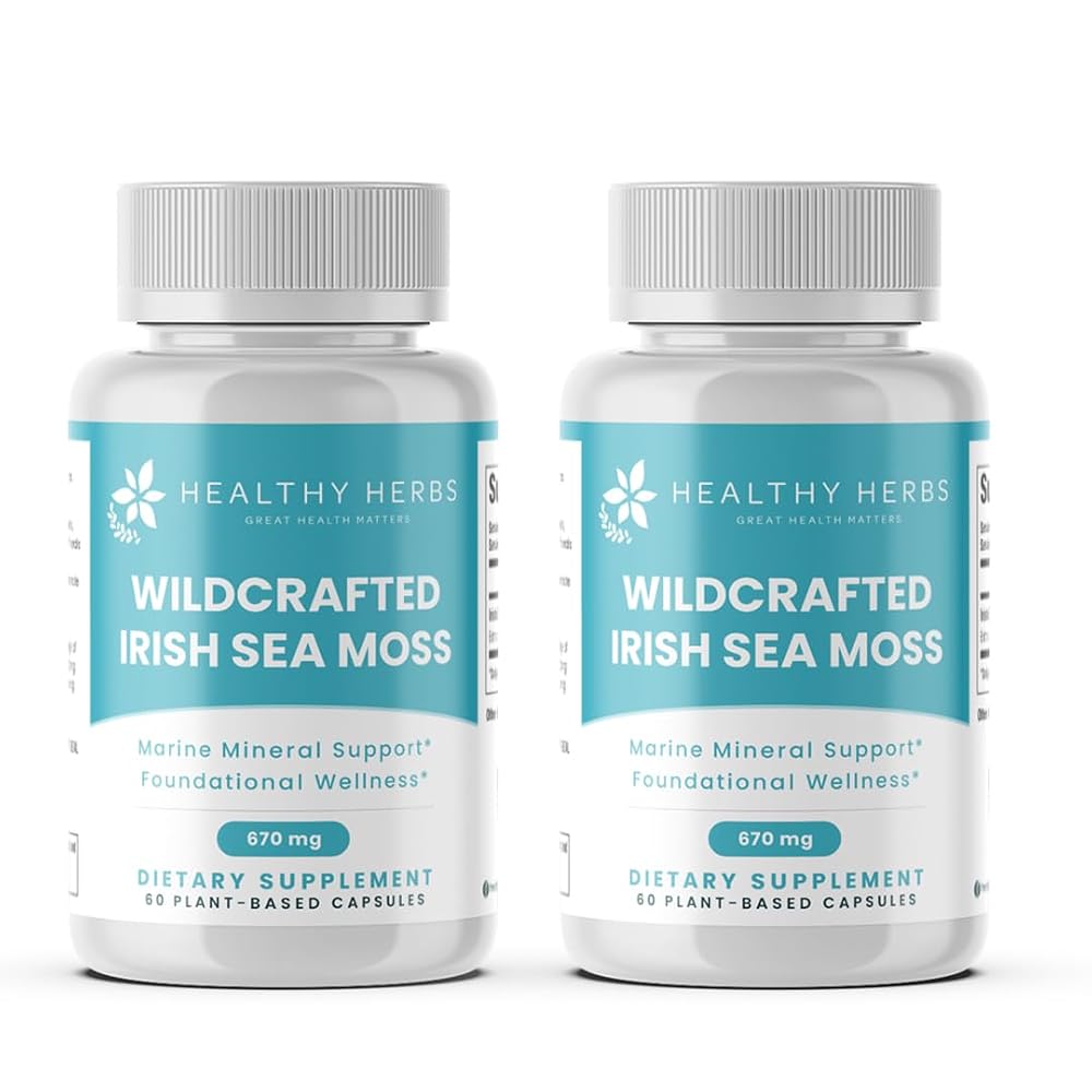 Healthy Herbs Pure Irish Sea Moss Capsules - 120 Count (2-Pack)