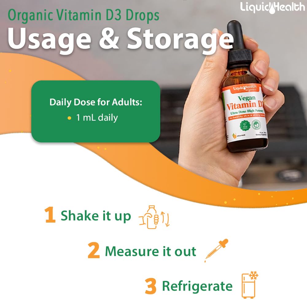 LIQUIDHEALTH Vitamin D3 4000 IU Liquid Drops for Immune Support - 3 Fl Oz - image 4