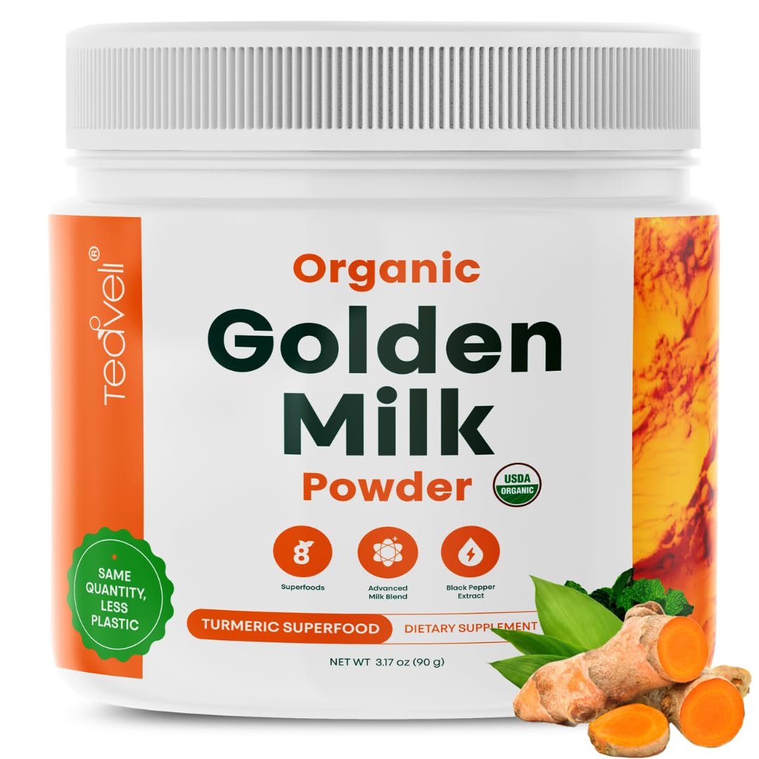 Teaveli Golden Milk Powder Organic with Turmeric & Ashwagandha - 30 Servings