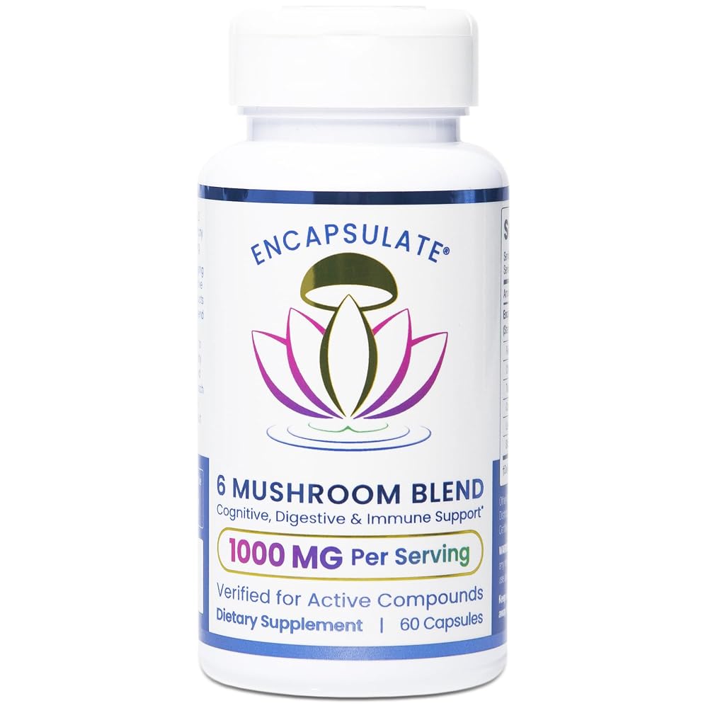 ENCAPSULATE 6 Mushroom Blend 1000mg Immune Support - 60 Capsules