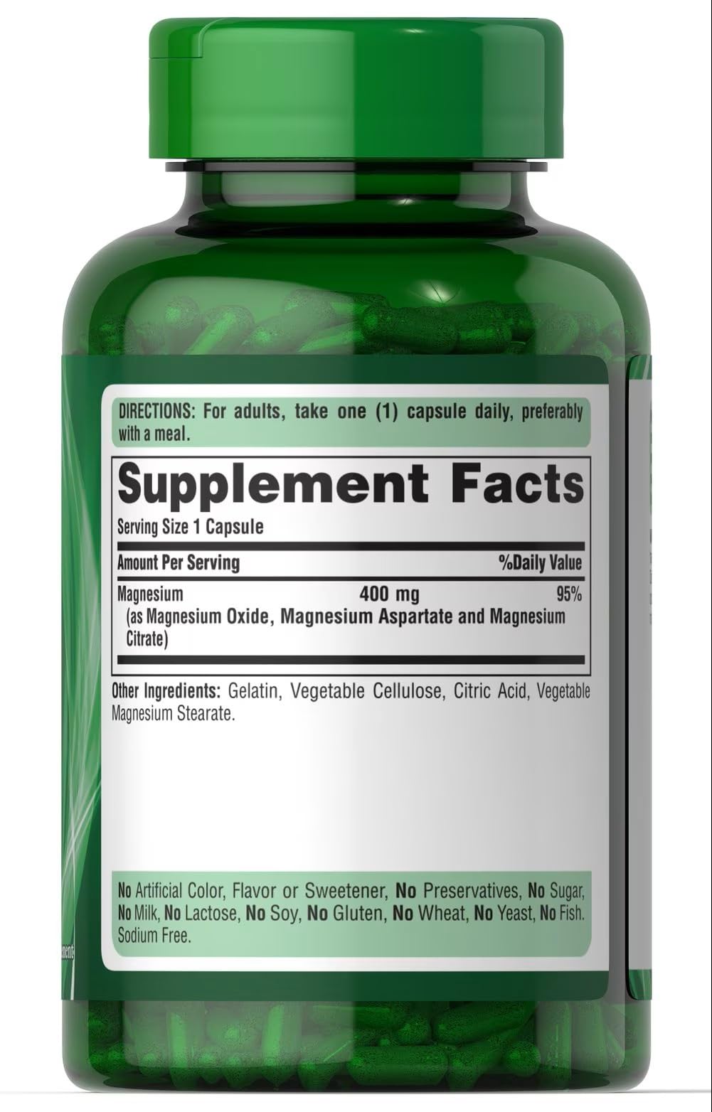 Puritan's Pride Triple Magnesium Complex 400mg - 120 Capsules - image 3
