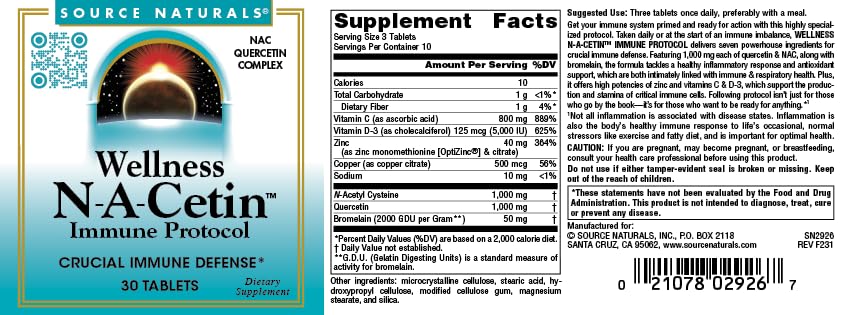 Source Naturals Wellness N-A-Cetin Immune Protocol - 30 Tablets - image 4