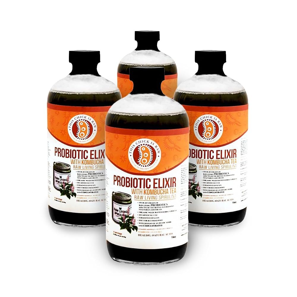 This Chick is Raw Spirulina Probiotic Elixir Kombucha Tea - 2 x 32oz - image 2