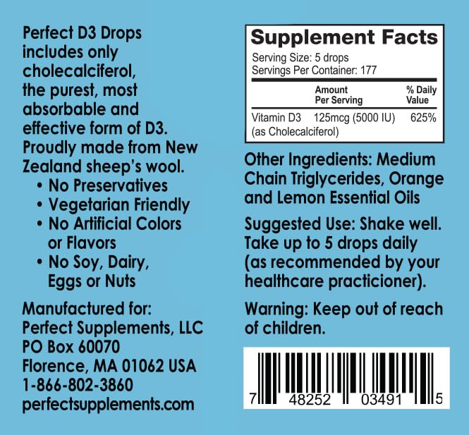 Perfect Supplements Vitamin D3 Drops - 60 fl oz - image 2