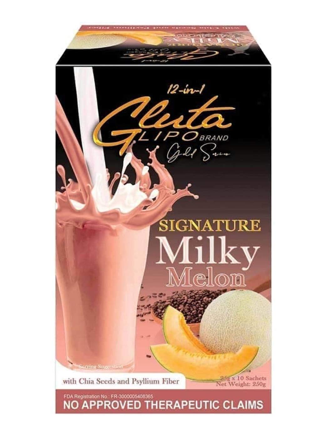 12-in-1 Glutalipo Gold Series Milky Melon Dietary Fiber - 10 Sachets