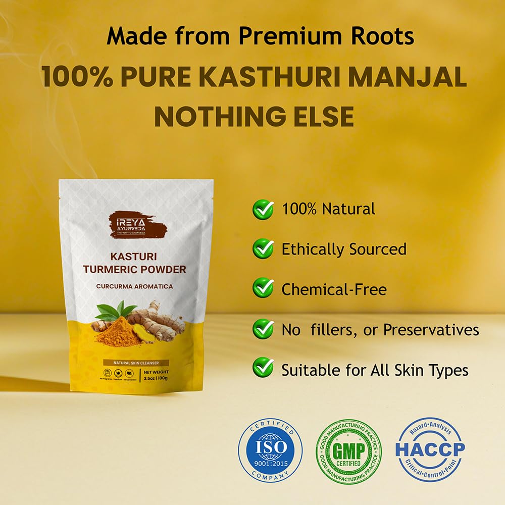 Ireya Ayurveda Kasthuri Manjal Turmeric Powder for Skin - 100g - image 7