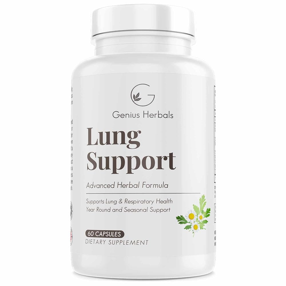 GENIUS HERBALS Lung Support Capsules for Breathing - 60 Capsules