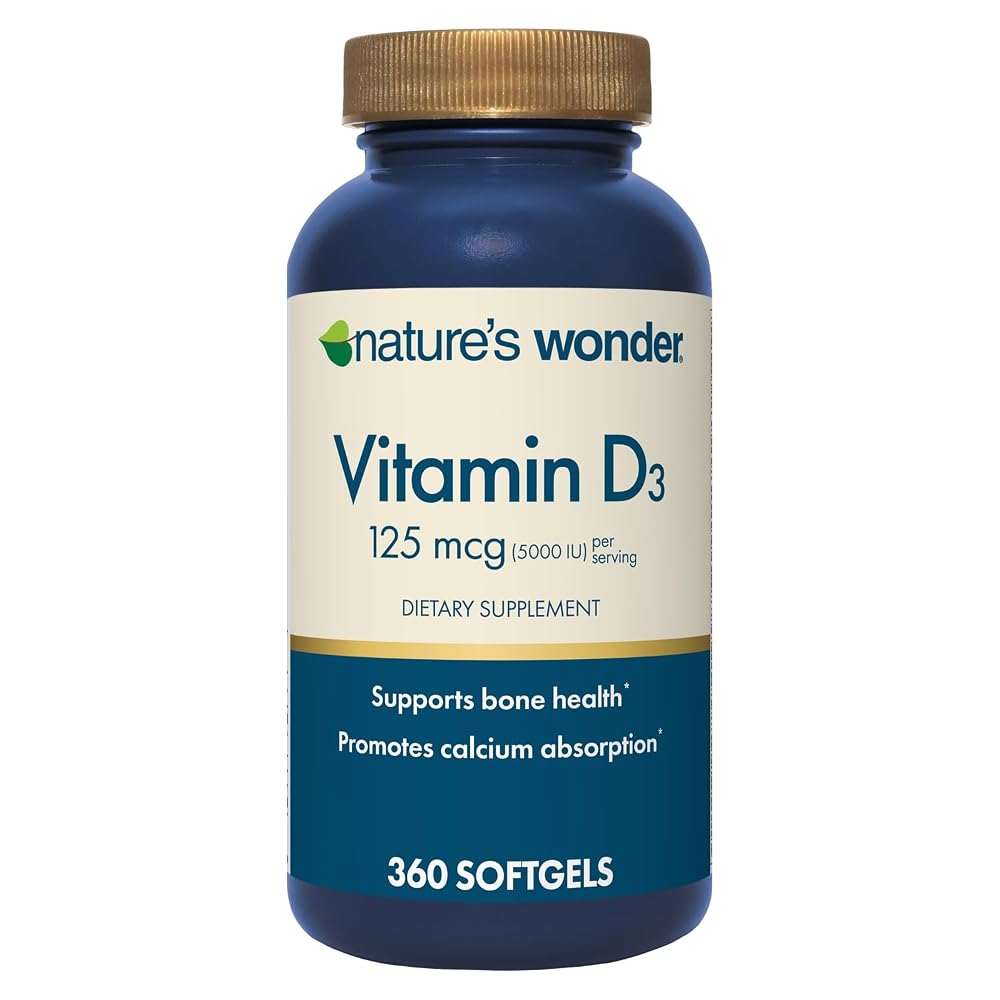 Nature's Wonder Vitamin D3 5000 IU High Potency - 360 Softgels