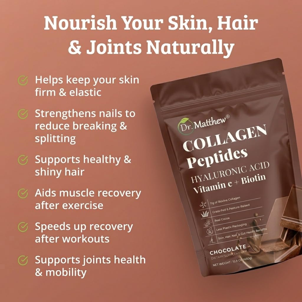Dr. Matthew Chocolate Collagen Powder with Hyaluronic Acid - 15.9 oz - image 5