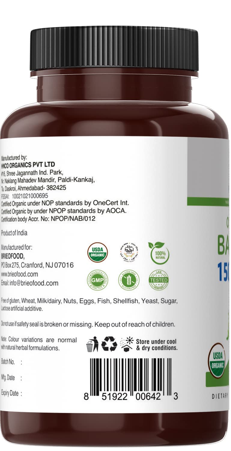 Brieofood Organic Bacopa 1500mg - 90 Vegetarian Tablets - image 5