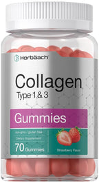 Horbäach Collagen Gummies Type 1 & 3 Strawberry - 70 Count