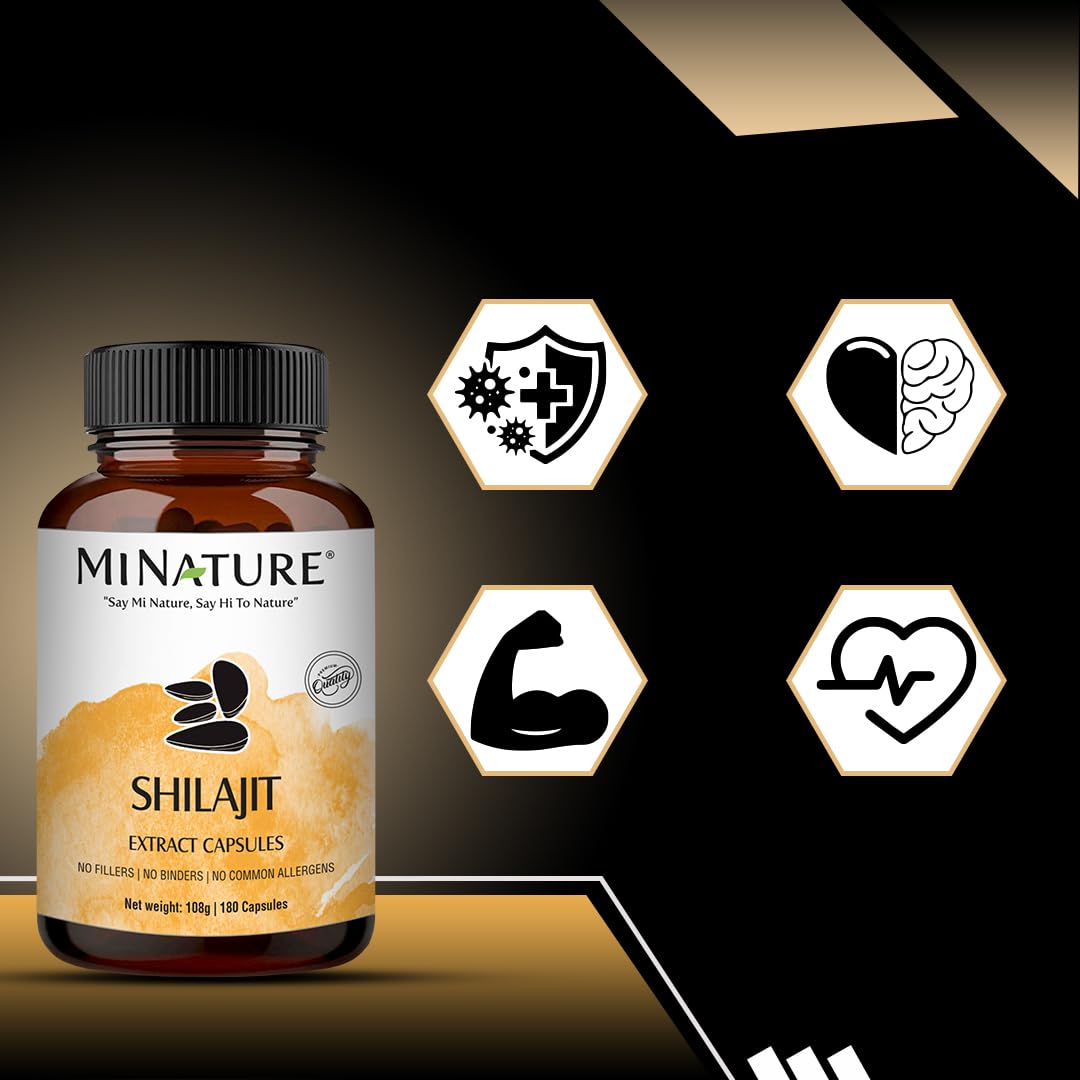 minature mi Nature Shilajit Extract 1000 mg Vegetarian Capsules - 180 Count - image 3