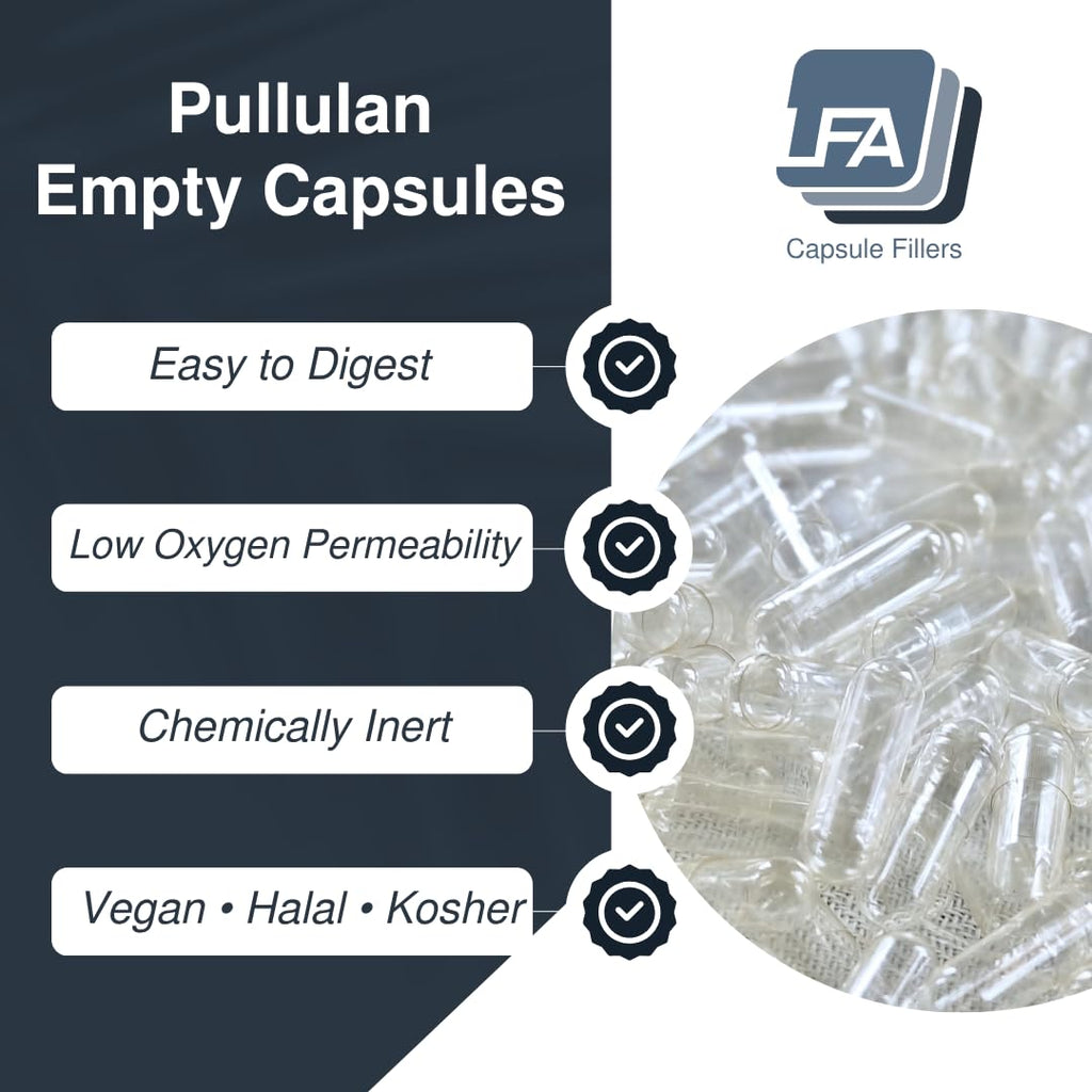 LFA Tablet Presses Size 0 Empty Capsules Vegan Pullulan - 120 Capsules - image 2