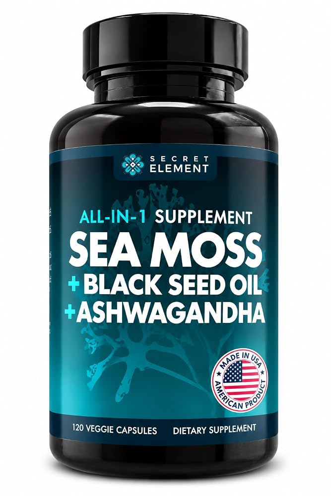 Secret Element Sea Moss Complex with Black Seed & Ashwagandha - 120 Capsules