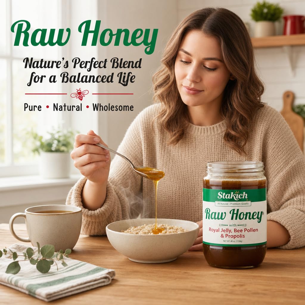 Stakich Royal Jelly, Bee Pollen, Propolis Raw Honey - Pure