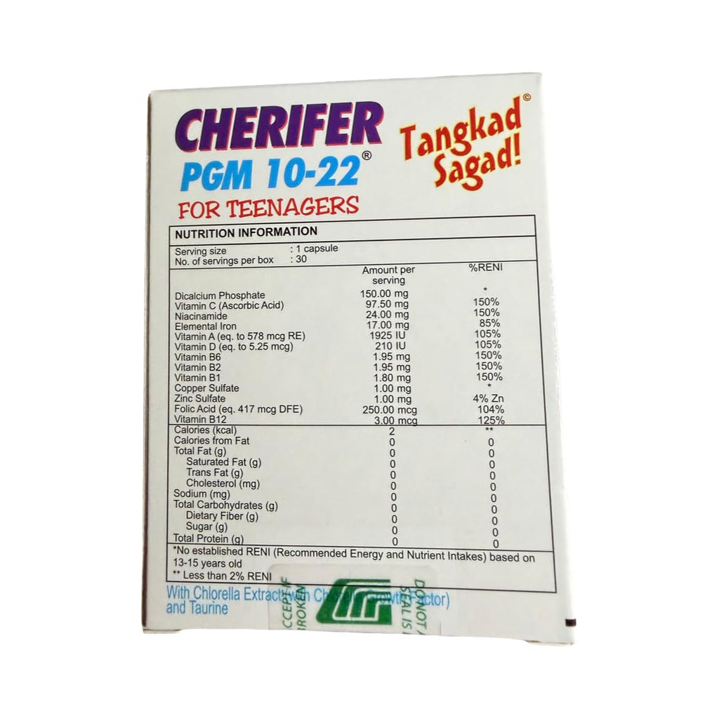Cherifer PGM 10-22 Capsules with Zinc for Teenagers - 30 Capsules - image 3