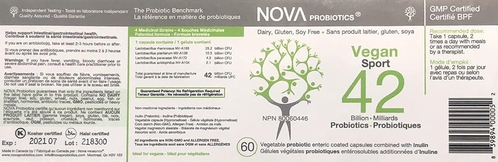 NOVA Probiotics Vegan Sport 42 Billion CFU - 60 Capsules - image 2