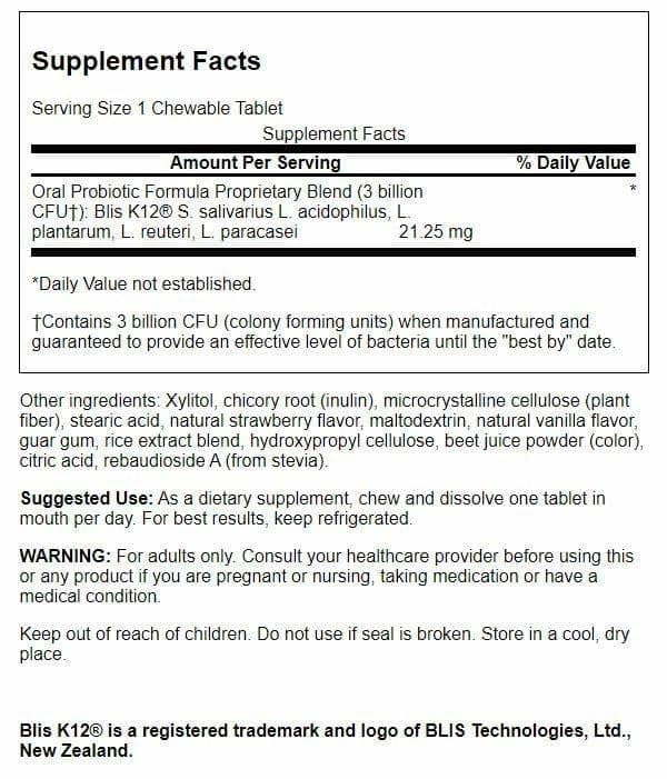 Swanson Oral Probiotic BLIS K12 Strawberry - 60 Tablets - image 2