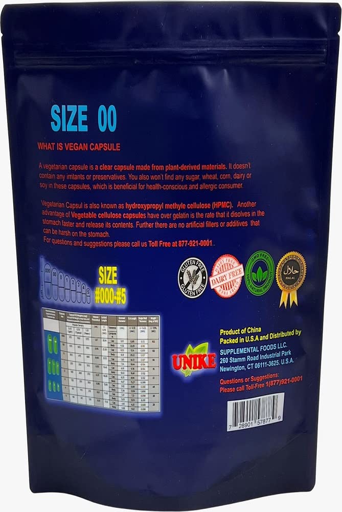 Unike Vegan Empty Capsules Size 00 - 1000 Count - image 2