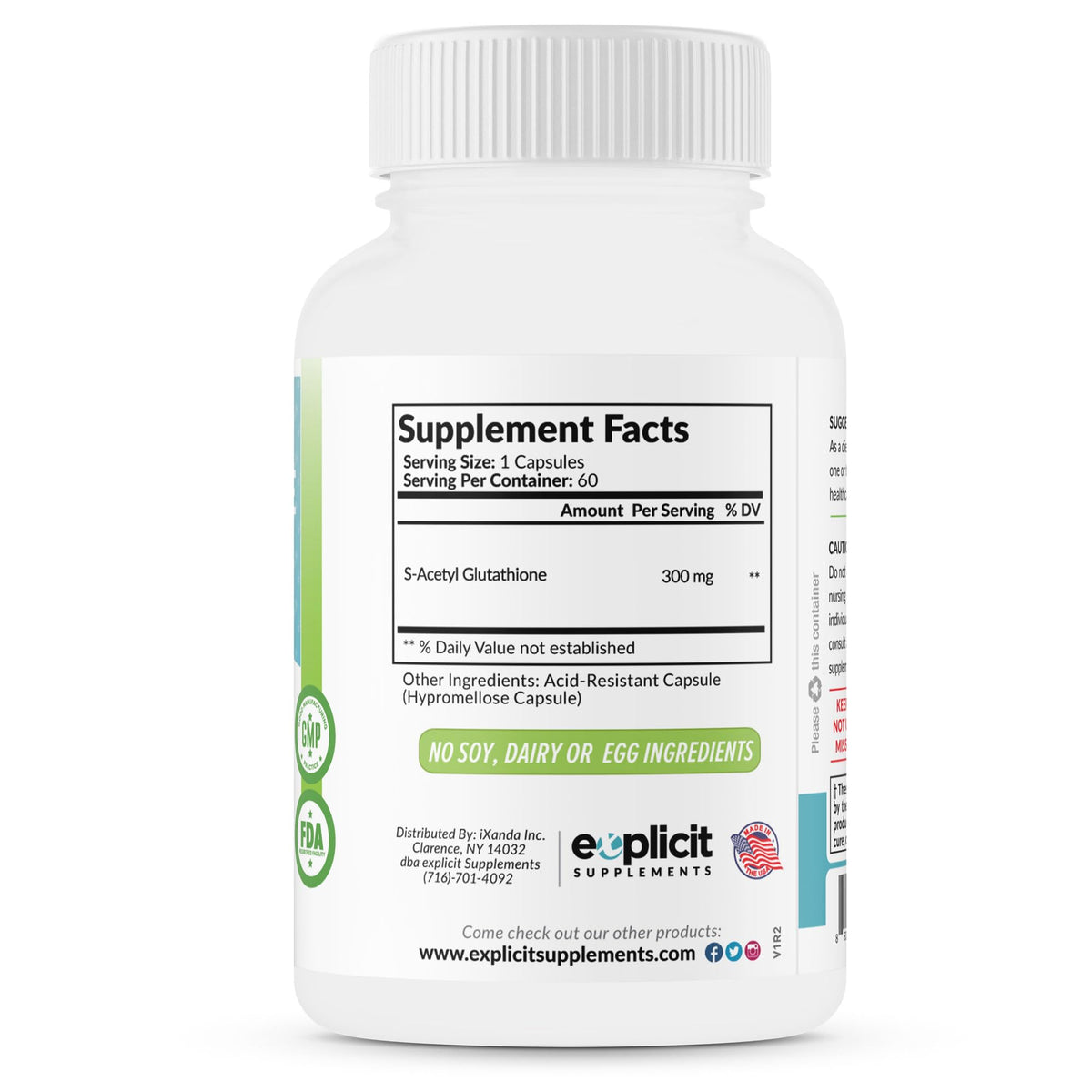 eXplicit Supplements S-Acetyl Glutathione 300mg - 60 Capsules - image 7