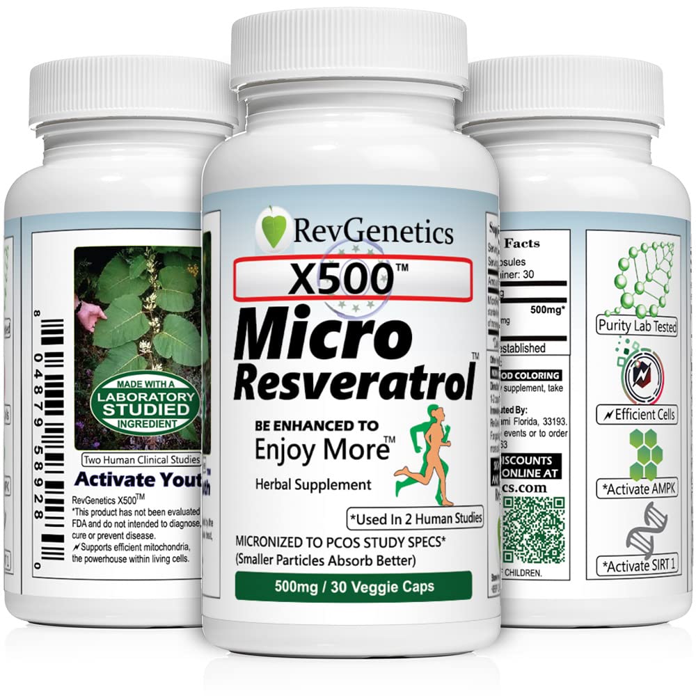 REVGENETICS X500 Pure Trans-Resveratrol 500mg - 60 Vegetarian Capsules - image 2