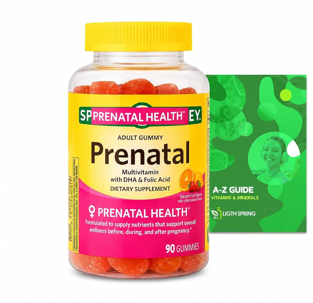 LightSpring Prenatal Multivitamin Gummies with DHA & Folic Acid - 90 Count