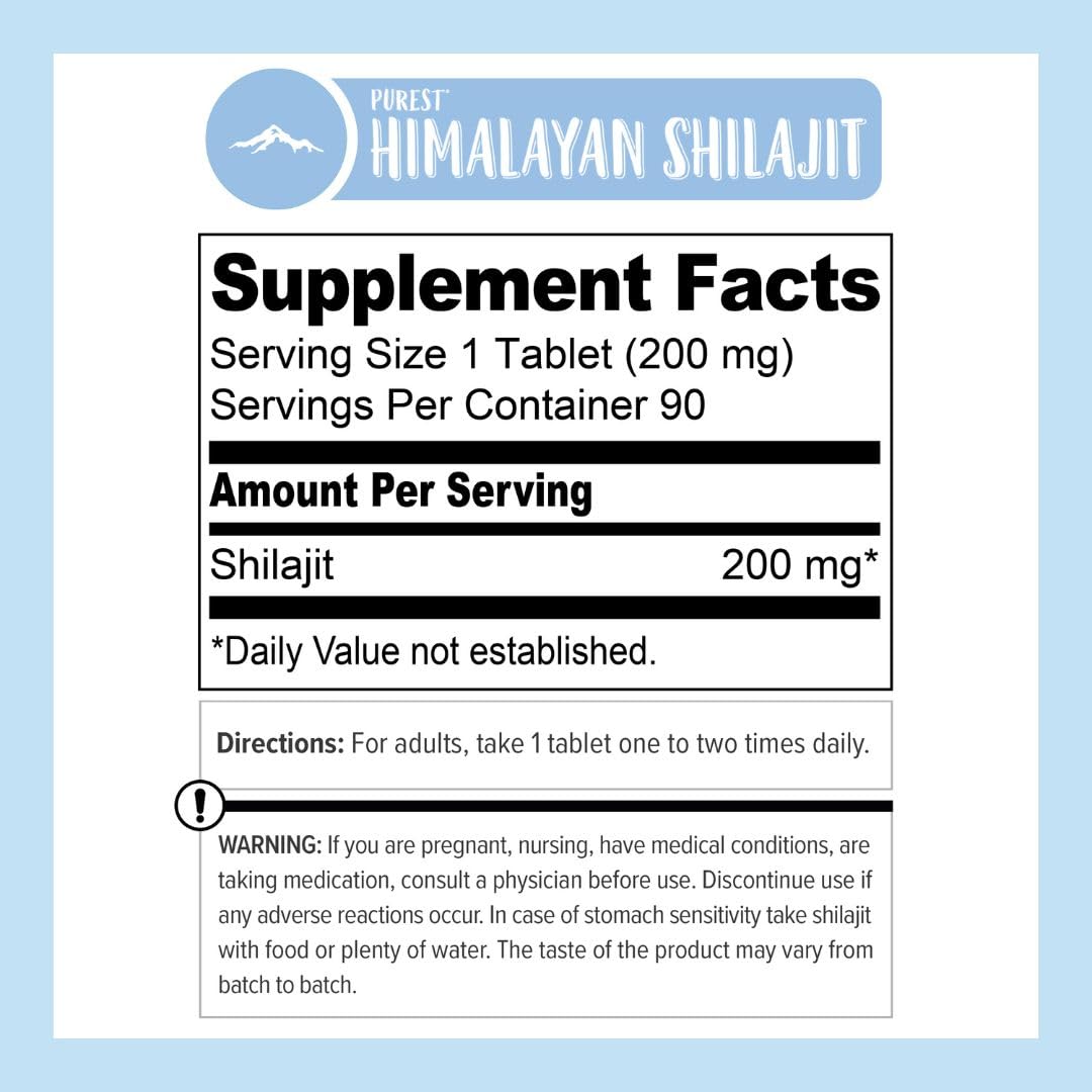 Pure Himalayan Shilajit Tablets 200mg - 90 Count - image 2