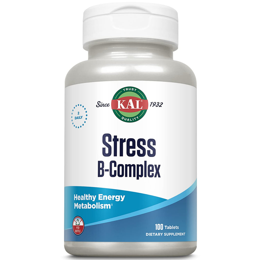 KAL Stress B Complex Vitamin for Energy & Immune Support - 100 Tablets