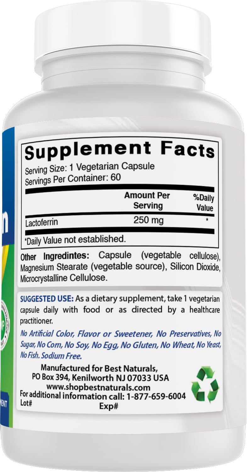 Best Naturals Lactoferrin 250 mg Vegetarian Capsules - 60 Count - image 6