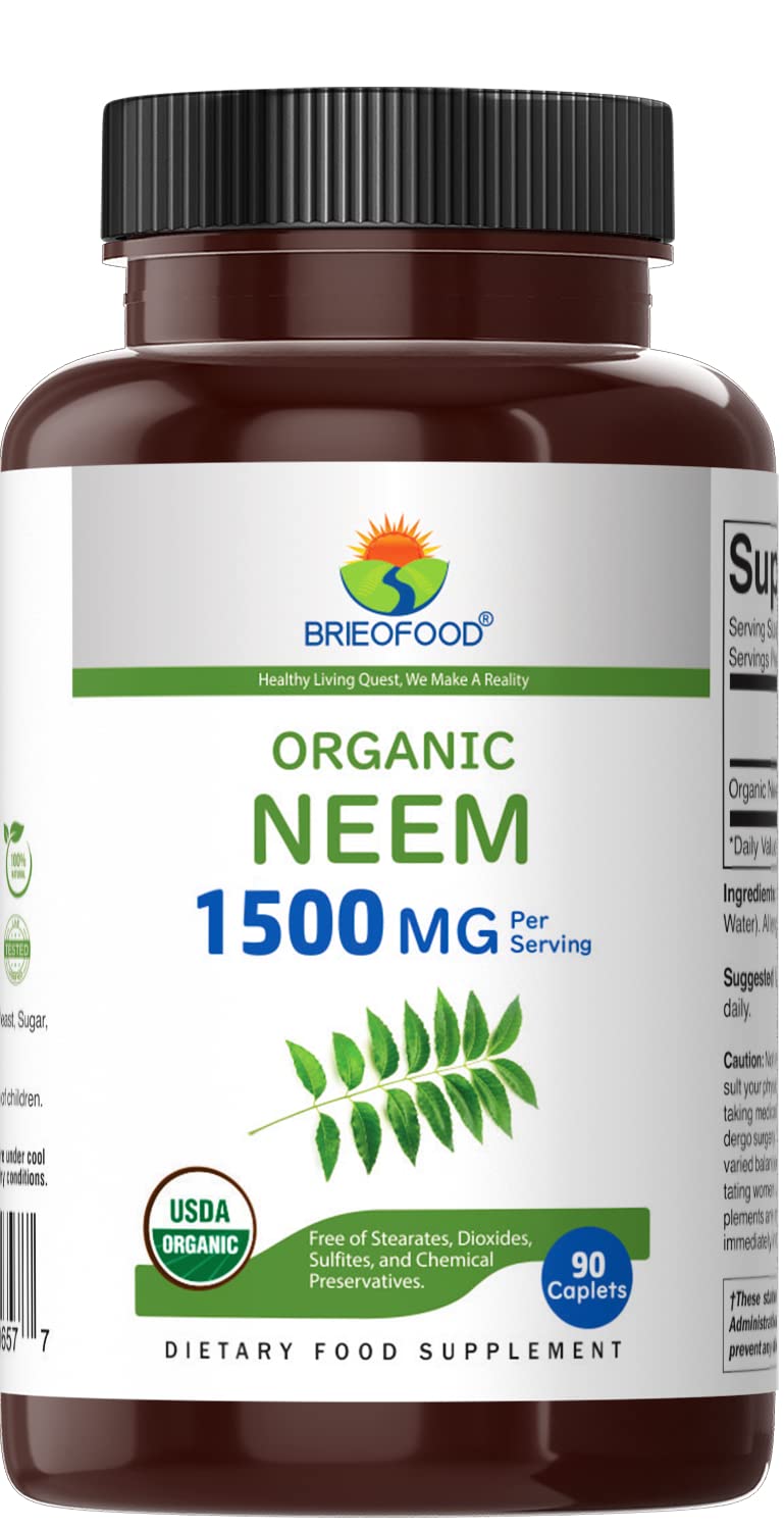 Brieofood Organic Neem 1500mg - 90 Vegetarian Tablets - image 2