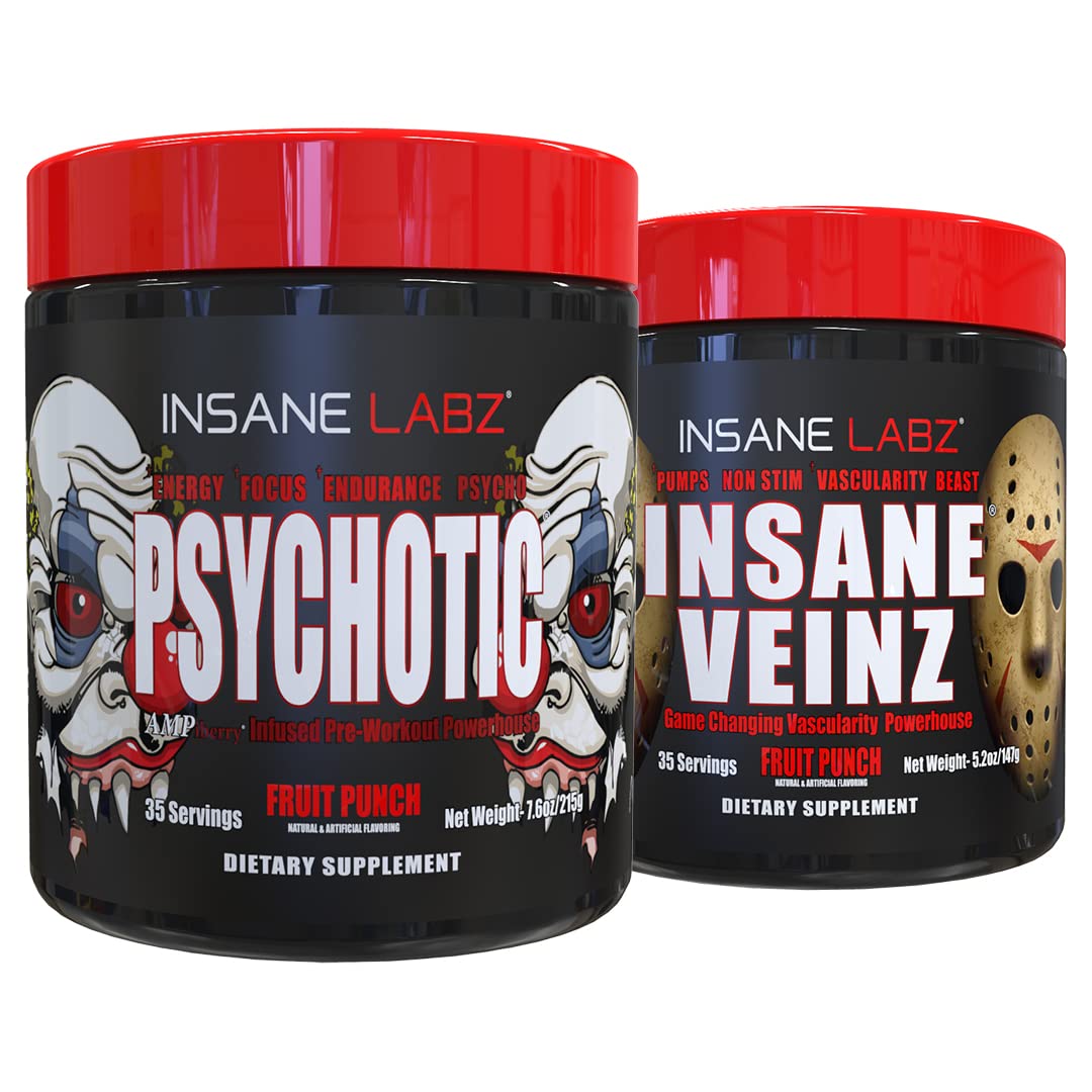 Psychotic, Insane Veinz, Pre Workout Stack Fruit Punch