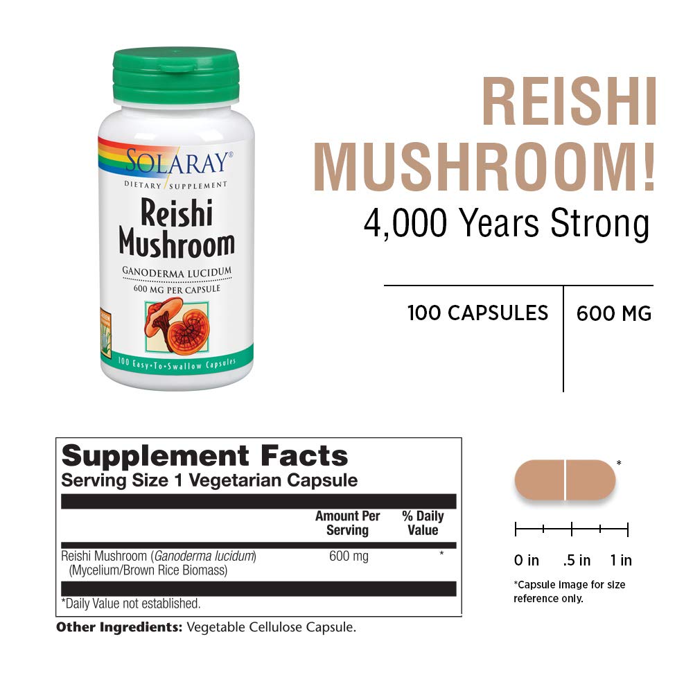 Solaray Reishi Mushroom 600 mg - 100 Capsules - image 2
