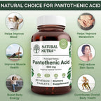 Natural Nutra Pantothenic Acid Vitamin B5 500 mg - 60 Tablets - image 3
