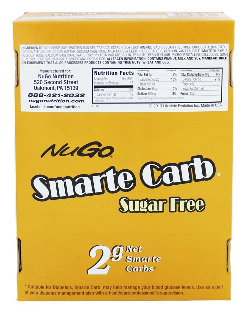 NuGo Nutrition Smarte Carb Protein Bar Peanut Butter Crunch - 12 Bars - image 2