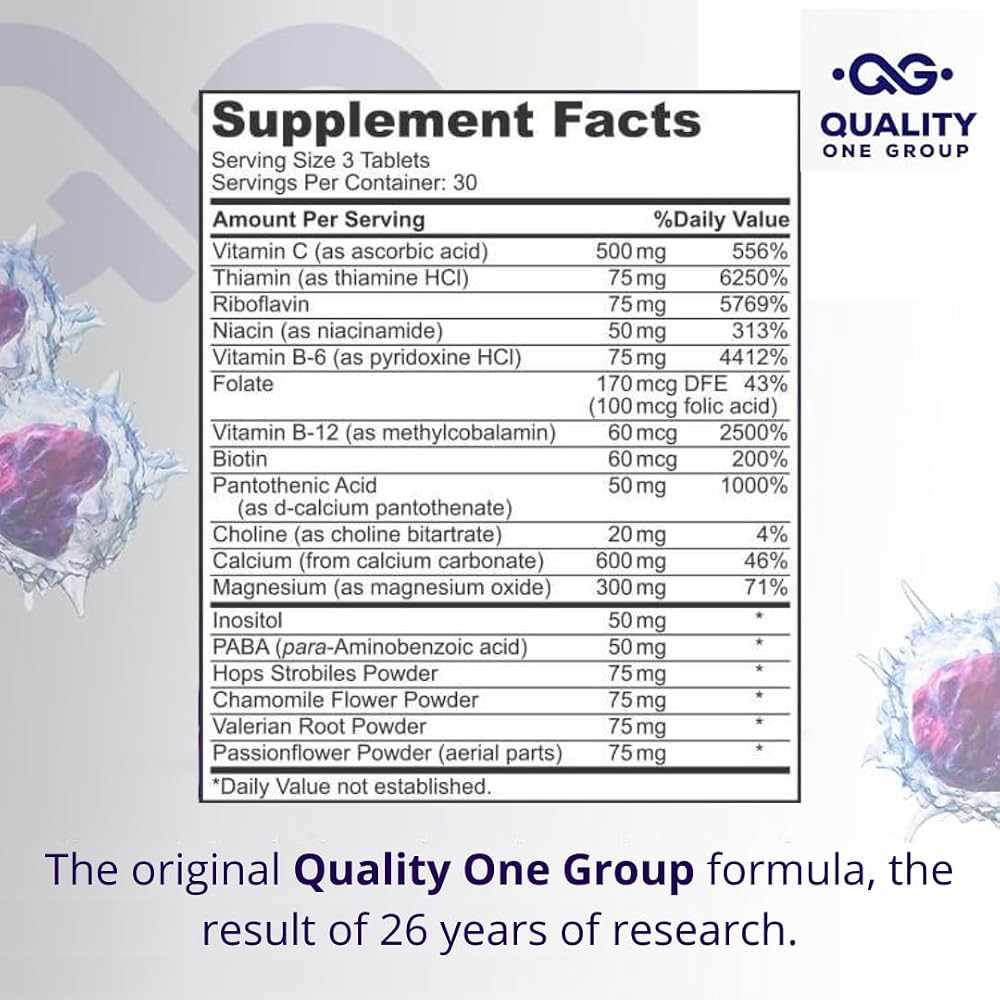 QUALITY ONE Chamomile Passionflower Choline Vitamins - 90 Tablets - image 2