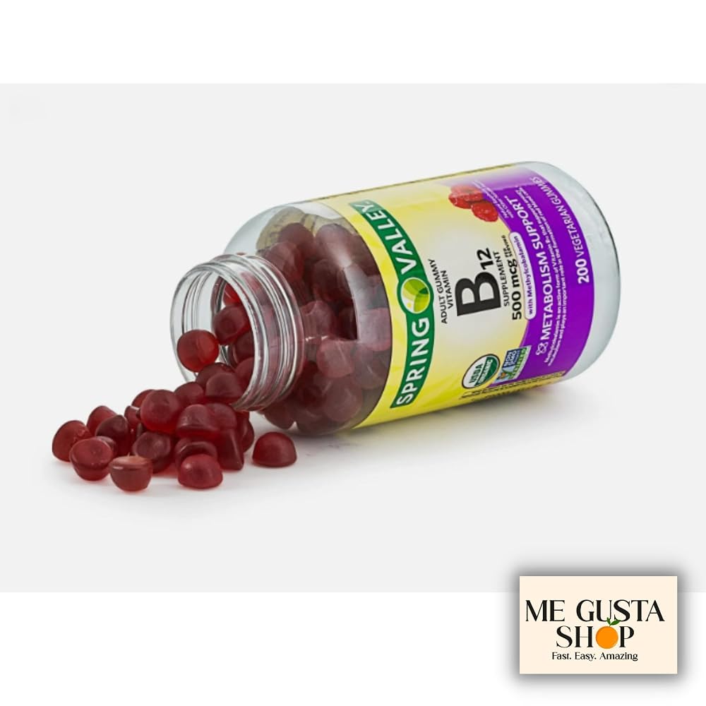 ME GUSTA SHOP Spring Valley B12 500 mcg Gummies Raspberry Flavor - 200 Gummies - image 4